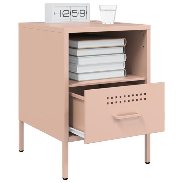 vidaXL Bedside Cabinets 2 pcs Pink 36x39x50.5 cm Steel