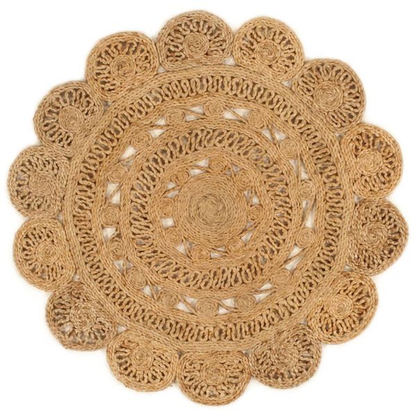 vidaXL Area Rug Hand-braided Jute 90 cm Round