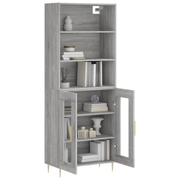 vidaXL Highboard Grey Sonoma 69.5x34x180 cm Engineered Wood