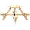 vidaXL Picnic Table for 4 Kids with Umbrella Hole Round Solid Wood Fir
