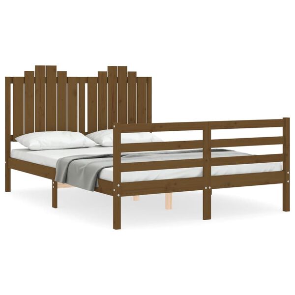 vidaXL Bed Frame without Mattress Honey Brown 140x190 cm Solid Wood