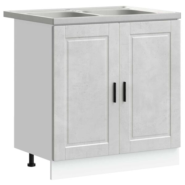 vidaXL Sink Base Cabinet with Door Porto 2 pcs Grey 80 x 46 x 84.5 cm