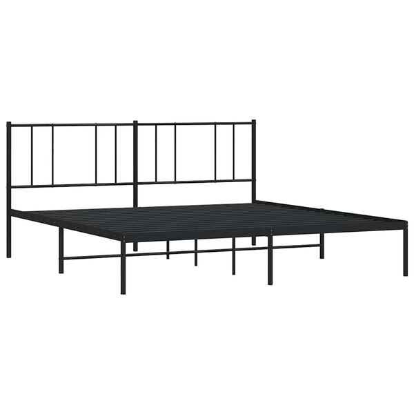 vidaXL Metal Bed Frame without Mattress with Headboard Black 193x203cm