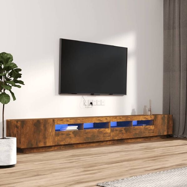 vidaXL 3 Piece TV Cabinet Set with LED Lights Smoked Oak Engineered Wood