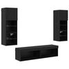 vidaXL TV Wall Unit Wall-mounted 6 pcs Black Oak Engineered Wood