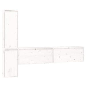 vidaXL 4 Piece TV Cabinet Set White Solid Wood Pine