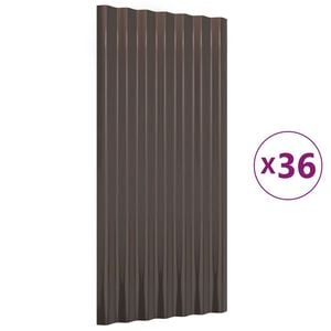 vidaXL Roof Panels 36 pcs Galvanised Steel Brown 80x36 cm