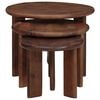 vidaXL Nesting Coffee Tables 3 pcs Dark Brown Solid Mango Wood