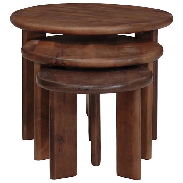 vidaXL Nesting Coffee Tables 3 pcs Dark Brown Solid Mango Wood