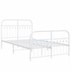 vidaXL Metal Bed Frame without Mattress with Footboard White 120x200cm