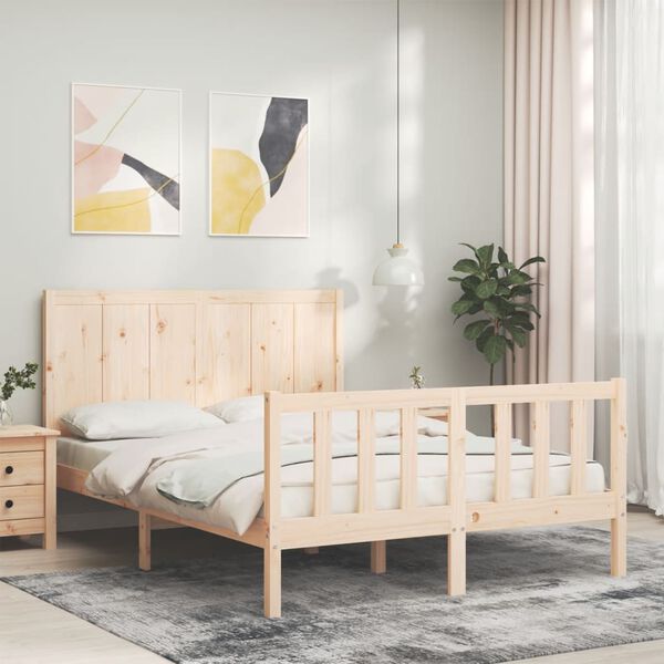vidaXL Bed Frame without Mattress Small Double Solid Wood Pine