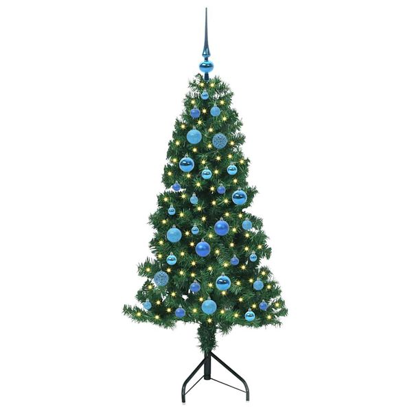 vidaXL Corner Artificial Christmas Tree Green 150 cm PVC and Metal