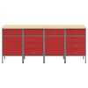 vidaXL Work Cabinet with Drawer 4 pcs Red and Grey 200 x 55 x 85 cm