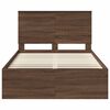 vidaXL Bed Frame with Headboard Brown Oak 120 x 190 cm Solid Pine Wood