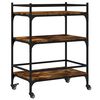 vidaXL Kitchen Trolley Smoked Oak 65x40x86.5 cm Engineered Wood