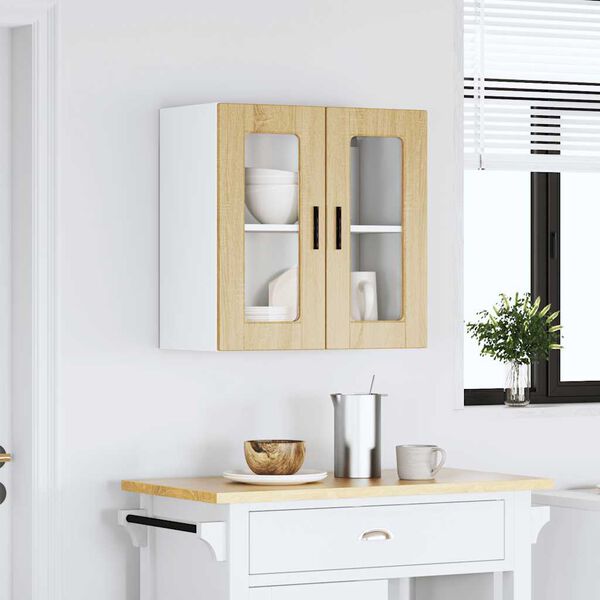 vidaXL Kitchen Wall Cabinet with Glass Door Porto Sonoma Oak