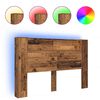 vidaXL Storage Headboard with LED Old Wood 160 cm Engineered Wood