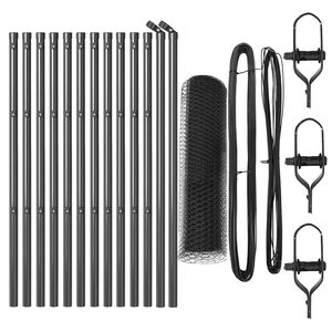 vidaXL Hexagonal Fence Ground Fix 25 x 0.4 m PVC-Coated Steel Grey