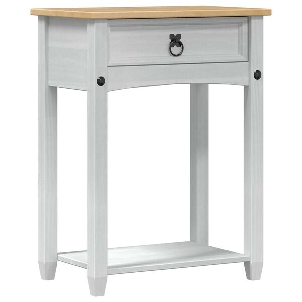 vidaXL Console table with Drawer White 55 x 35 x 73 cm Solid Pine Wood
