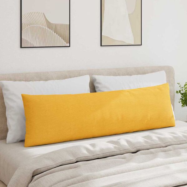 vidaXL Sofa Pillows 2 pcs Light Yellow 145 x 40 cm Corduroy Fabric