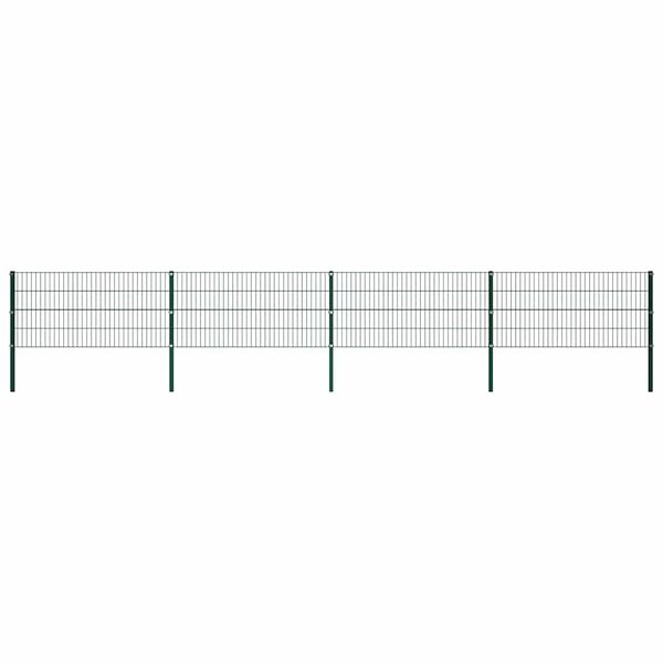 vidaXL Fence Panel with Posts Iron 694.5x80 cm Green