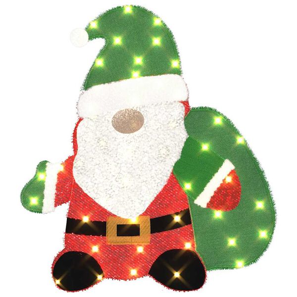 vidaXL Lighted Santa Claus Warm White 62 x 70 cm Tinsel Fabric