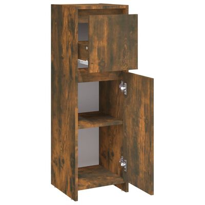 vidaXL Bathroom Cabinet Smoked Oak 30x30x95 cm Engineered Wood