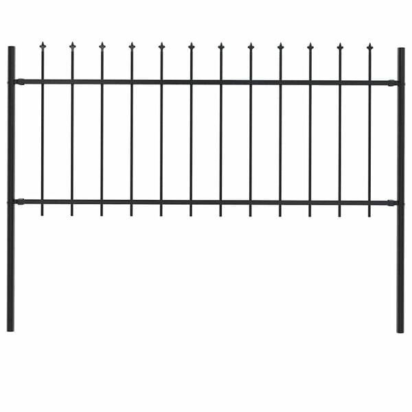 vidaXL Garden Fence Woerden with Spear Top Steel 181x80 cm Black