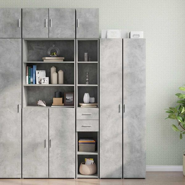 vidaXL Slim Storage Cabinet Concrete Grey 30x42.5x225 cm Engineered Wood