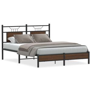 vidaXL Bed Frame without Mattress Brown Oak 140x190 cm Engineered Wood