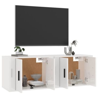 vidaXL Wall-mounted TV Cabinets 2 pcs High Gloss White 57x34.5x40 cm