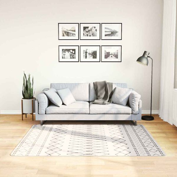 vidaXL Rug Washable Black and White 120x170 cm