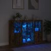 vidaXL Sideboards with LED Lights 3 pcs Smoked Oak Engineered Wood