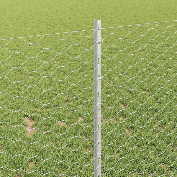 vidaXL Fence with Post Silver 1 x 50 m Steel