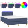 vidaXL Box Spring Bed with Mattress&LED Blue 120x200cm Fabric