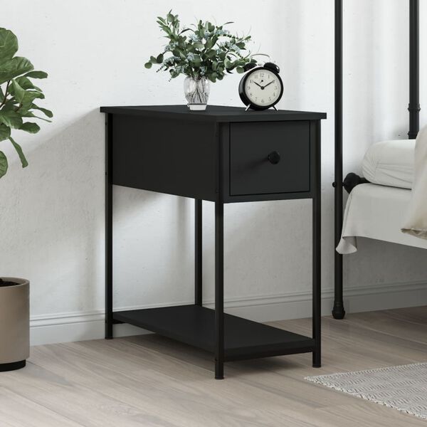 vidaXL Bedside Cabinet Black 30x60x60 cm Engineered Wood