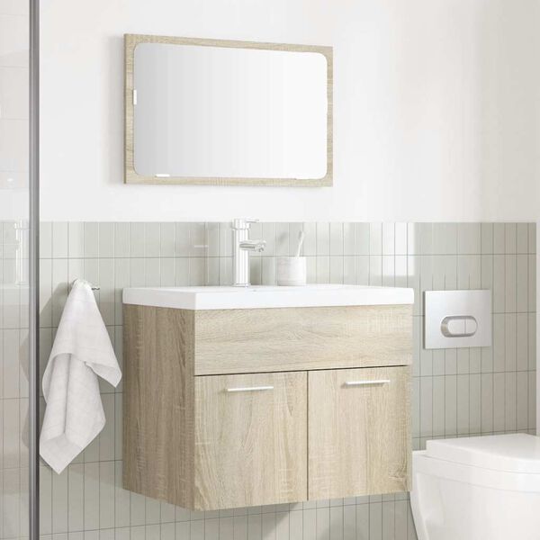 vidaXL 2 Piece Bathroom Furniture Set Sonoma Oak Engineered Wood