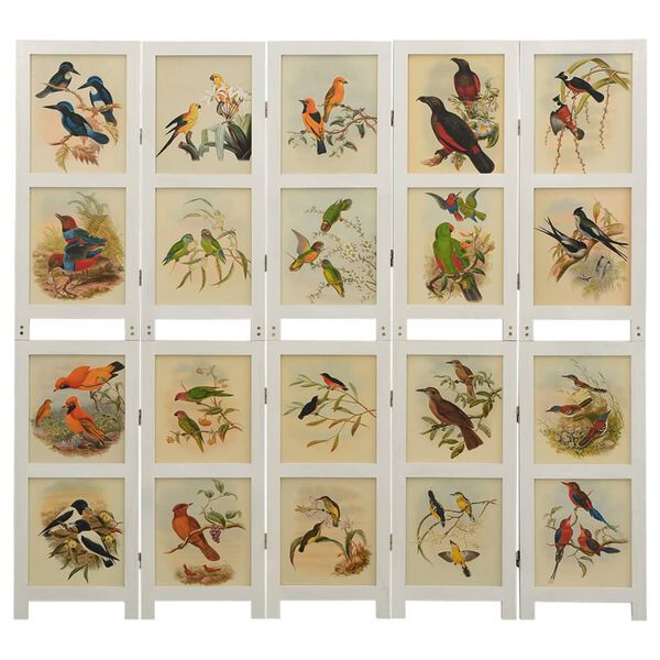 vidaXL 5-Panel Room Divider White 178x165 cm Solid Wood Paulownia