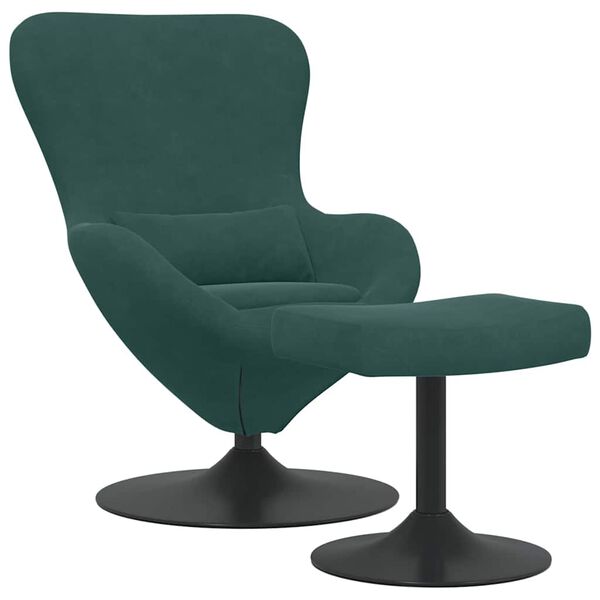 vidaXL Egg Chair with Footstool Dark Green 63 x 73 x 90 cm Velvet