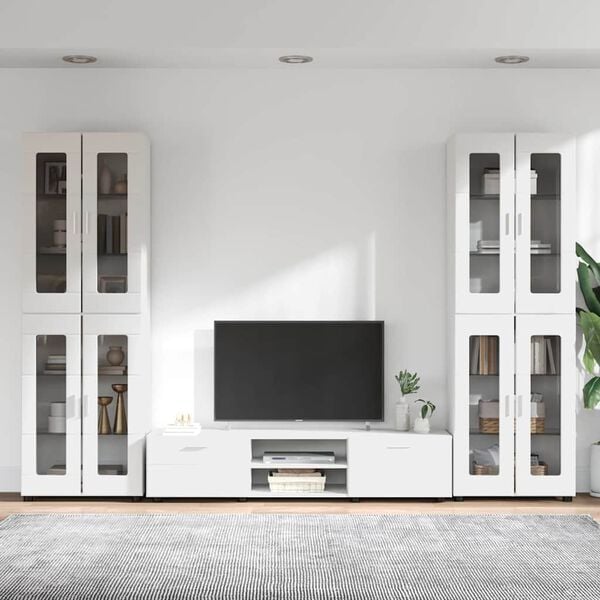 vidaXL TV Cabinet Set with Drawer FLORIN White Engineered Wood