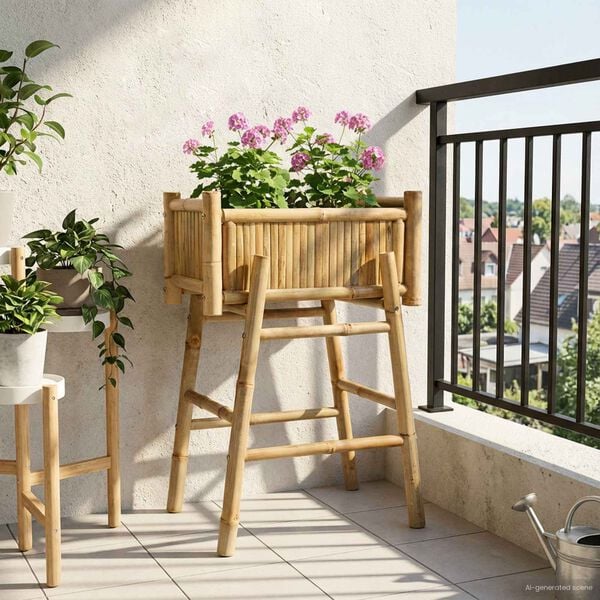 vidaXL Garden Planter with Holder Natural 50 x 38 x 74 cm Bamboo