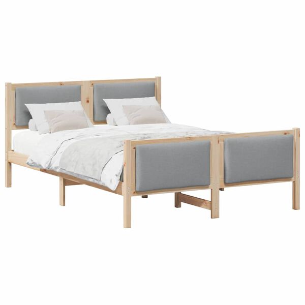 vidaXL Bed Frame with Headboard Light Grey 140 x 200 cm Fabric