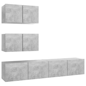 vidaXL 4 Piece TV Cabinet Set Concrete Grey Engineered Wood