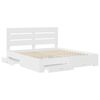 vidaXL Bed Frame with Drawer White 200 x 200 cm Engineered Wood