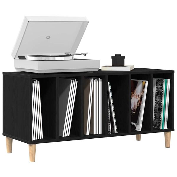 vidaXL Record Cabinet Black Oak 100 x 38 x 48 cm Engineered Wood