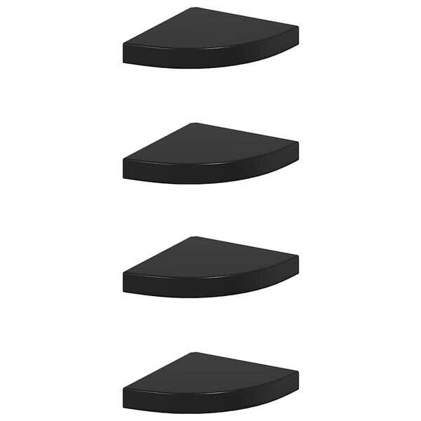 vidaXL Floating Corner Shelves 4 pcs High Gloss Black 25x25x3.8 cm MDF