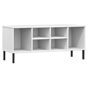 vidaXL Shoe Rack with Metal Legs White 106x35x45 cm Solid Wood OSLO