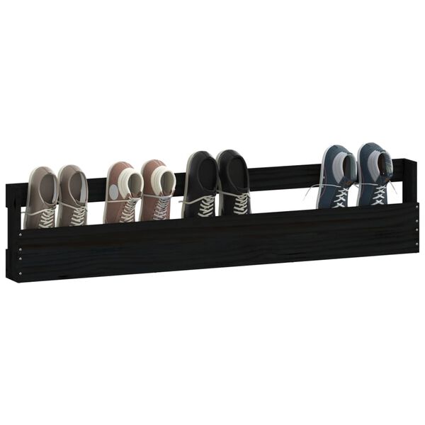 vidaXL Wall-mounted Shoe Racks 2 pcs Black 110x9x23 cm Solid Wood Pine