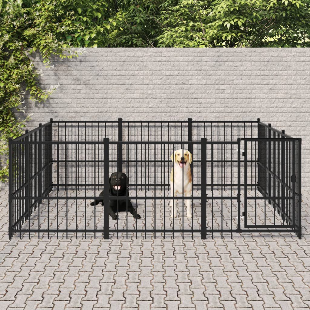 vidaXL Outdoor Dog Kennel Steel 8.47 m vidaXL