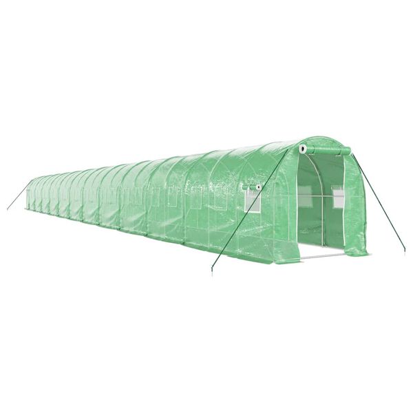 vidaXL Greenhouse with Steel Frame Green 48m&sup2; 24x2x2 m